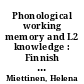 Phonological working memory and L2 knowledge : Finnish children learning English