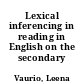 Lexical inferencing in reading in English on the secondary level